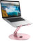 Swivel Laptop Stand for Desk, Adjustable Height Aluminum Computer Stand with 360 Rotating Base, Foldable Ergonomic Riser, Portable Laptop Holder Compatible with MacBook, All Laptops 10-17'',Pink