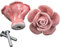 DOITOOL 2Pièces Boutons de Tiroir Céramique Forme de Rose Poignées Décoratives pour Meubles Armoires et Rose