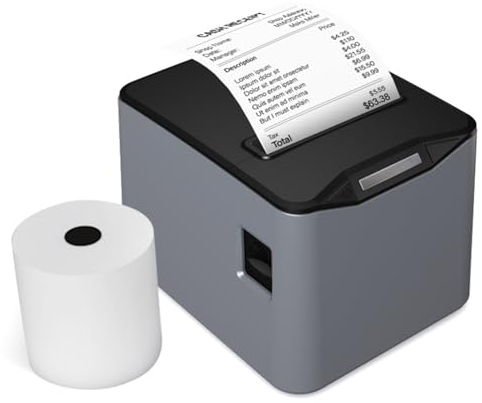 Bisofice Impresora Térmica de Recibos 80mm Impresora Tickets, Impresora de Recibos con Función de Corte Automático, 220 mm/s, USB+LAN, ESC/POS, Compatible con Win/Linux/Mac