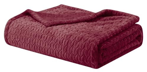 Homebliss Coperta Plaid Pile, Coperta Matrimoniale 220 x 240 cm - Coperta Flanella 280GSM Oeko-TEX®, Caldo Morbida e Leggera, Per letto, Divano, Viaggi, Campeggio - Bordeaux