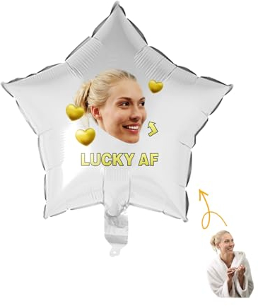 Helium Luftballons mit Foto, Stück OXYEFEI Personalisierte Ballon Stern 13 Farben Sternballon Weiss 45cm Geburtstag Herz Luftballon Heliumgefüllt für Party Dekoration Hochzeit Weihnachten