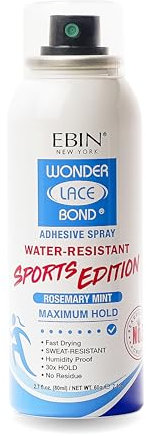 EBIN New York Wonder Bond Adhesive Spray Sports Edition 80ml - Maximum Hold, Water-Resistant Lace Glue, Quick-Drying, Long-Lasting & Spray for Wigs, Extensions, & Frontals
