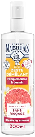 Le Petit Marseillais | Spray Zeste Démêlant Pamplemousse & Jasmin (flacon vaporisateur de 200 ml) – Soin sans rinçage pour démêler les cheveux – 95% d'origine naturelle et sans silicone