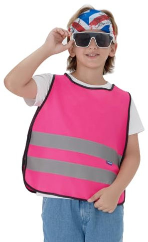 AYKRM Kinder Warnweste - Sichere Straßen in Rosa - Universal Größe für Kinder von 10-14 Jahren - Reflektorweste für Autos
