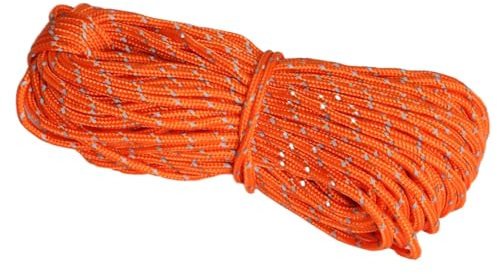Clydewy Camping Rope Reflective Tent Guy Ropes 2mm Diameter 65 Feet Orange for Outdoor Camping Hiking Awning Tents