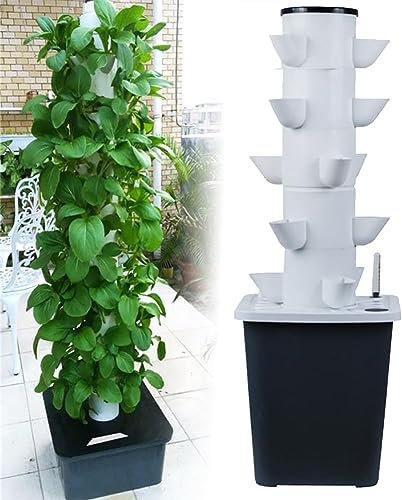 Sistema de jardín hidropónico de torre para hierbas, frutas y verduras, kit de aeroponía con red de bomba y temporizador, uso en interiores y exteriores, solución de jardinería en el hogar