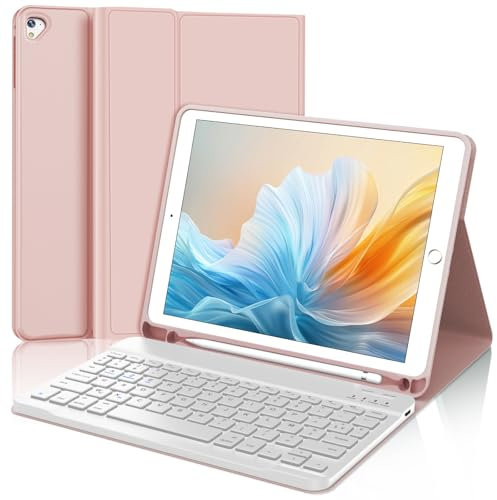 WINCHKING Clavier pour iPad 6 ème - Coque Clavier pour iPad 9,7 Pouces (6ème / 5ème), AZERTY