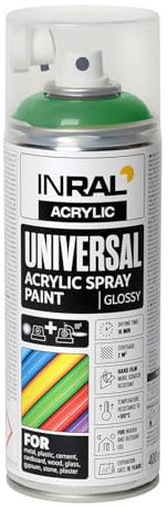 INRAL Pintura en aerosol – verde menta brillante RAL6029 Universal 400 ml Spray Spray para metal, plástico, madera y piedra – Pintura resistente a la lluvia y a los rayos UV para interiores y