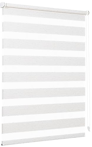 Sekey Doppelrollo Klemmfix ohne Bohren für Fenster, Doppelrollo 85 cm breit, Duo Rollo Jalousie Sonnenschutz, 85x130cm, Leinen