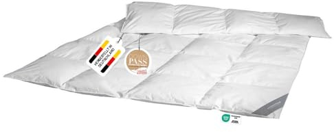Spessarttraum Daunendecke 155x220 cm Ganzjahr normal | 100% Daunen | 730g Füllgewicht | Allergiker geeignet (Nomite) | Oeko-TEX | Made in Germany