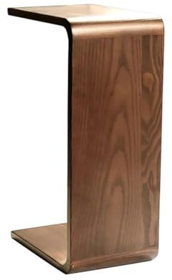 Generisch Rechteckiger Beistelltisch aus massivem Holz in C-Form mit 2 Ablagen, ausziehbarem Design für Sofa und Bett, ideal für Wohnzimmer und alle Anlässe (Dunkelbraun)