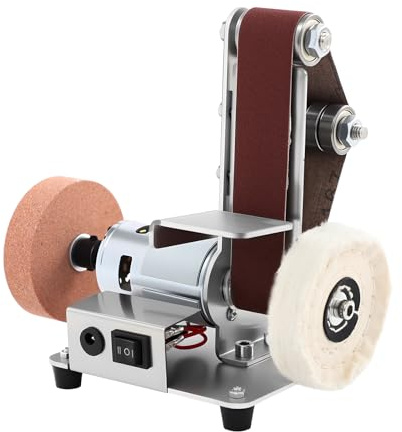 Qussse Mini Bandschleifer, Bandschleifmaschine mit 7-Gang Geschwindigkeitsregelung, 4000-9000 U/min, Polierschleifmaschine für DIY-Holzarbeiten, Metallbearbeitung, Messermachen