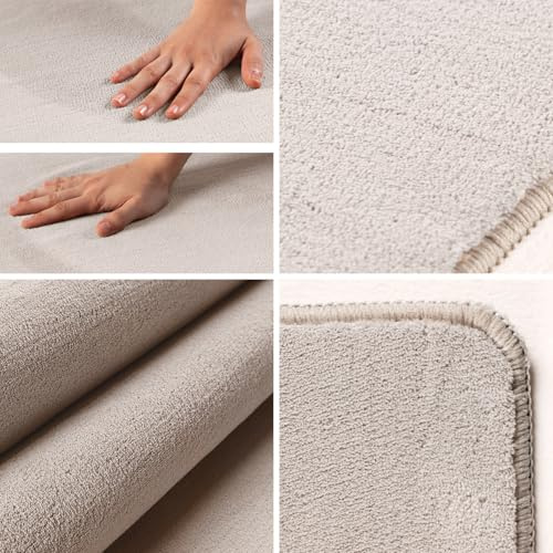 KADIMA DESIGN Teppich Modern Einfarbig Edel Pflegeleicht Vielseitig Waschbar Creme 140x200 cm Schlafzimmer Esszimmer Oeko-TEX Fußbodenheizung geeignet rutschfest Gekettelt Zertifiziert | Lech
