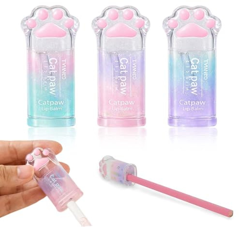 MKEAWWU Anspitzer Linkshänder Kinder, 3 Stück, Spitzer Mit Behälter In Katzenpfotenform, Transparent Mit Glitzerdetails, Aus Ps, Farbe Zufällig