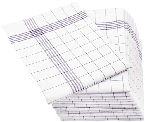 ZOLLNER 12er Set Geschirrtücher Halbleinen in 50x70 cm - super saugstarke und fusselfreie Küchentücher – waschbar bis 95°C – in grau weiß kariert - Gastronomiequalität - Oeko Tex® Zertifiziert