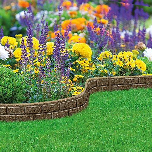 Garden Gear Ultra Curve EZ Brick Effect Border Eco-Friendly Ornamental Weatherproof Edging, Recycled Rubber Tyre for Garden, Path & Patio, Height – 9cm (1 x 1.22 M)