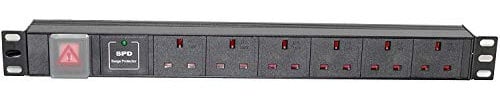 IONZ 6-Way Horizontal 13A Switched 19-Inch PDU Standardised Power Distribution Unit Surge Protected (with 1 x front LED)