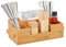 Relaxdays Besteckhalter Bambus, 7 Fächer, Tisch Menage für Servietten, Besteck, Öl, Gewürze, HBT 11,5 x 35 x 15cm, natur, Hellbraun