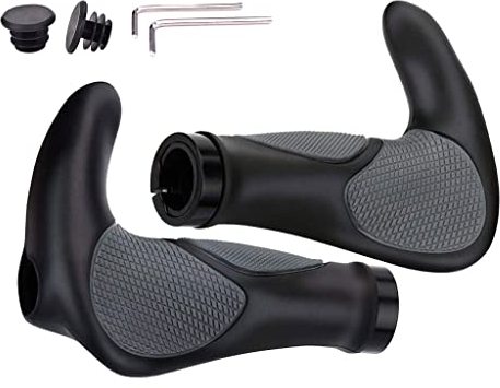 Hitopin Gummi Horn Fahrradgriffe Rutschfester Fahrrad Griffe MTB Fahrradlenker Ergonomische wasserdichte Fahrradgriffe für E-Bike, Trekkingrad, Mountainbike, Tourenrad (Schwarz, 1Paar)