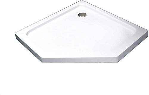 BuyLando.Shop [Typ-DT] Duschtasse Duschwanne Acrylwanne Sanitär-Acryl Brausewanne 5 cm flach Variation (100x100cm Fünf-Eck inkl. Ablauf)