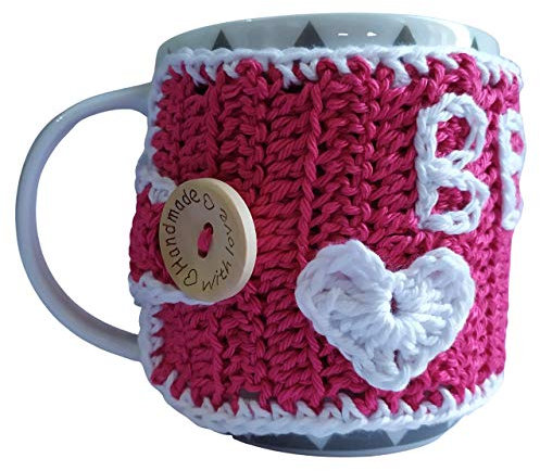 Crochet Personalised Mug Cozy Handmade Mug Cosy Christmas Gift Pink