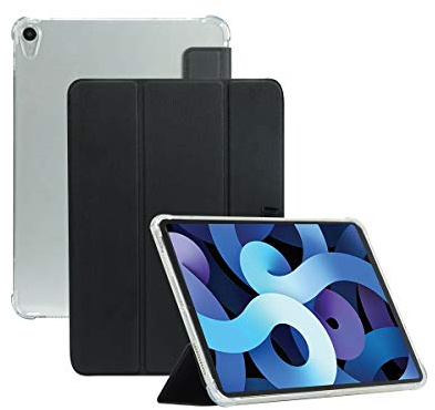 MOBILIS Coque de Protection Folio iPad Air 5 10.9 2022/iPad Air 4 10.9 2020, Étui Antichoc avec Coins renforcés et Porte-Stylet, Transparent/Noir