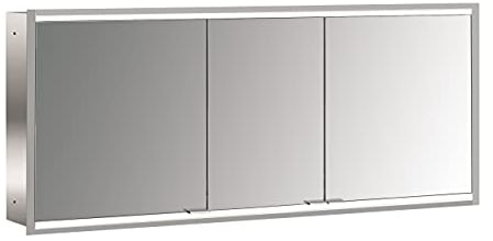 Emco Lichtspiegelschrank Prime 2 mit waagerechter LED-Beleuchtung (160 cm breit), hochwertiger Badezimmerspiegelschrank als Unterputz-Modell, Badezimmerschrank mit Lichtpaket