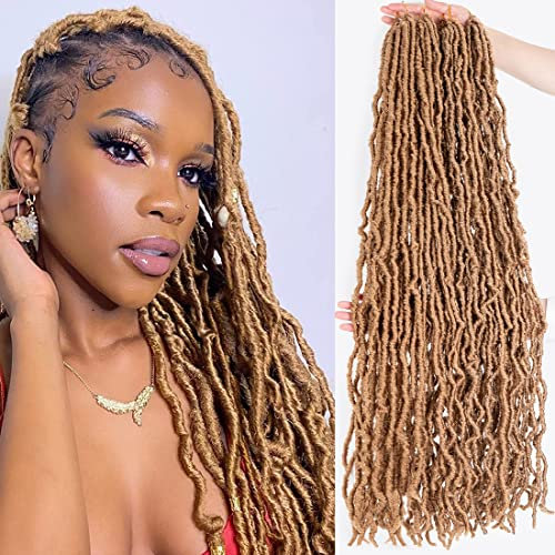 6 Packs 24 Pouces Faux Locs Crochet Tresses Cheveux Doux Dreadlocks Tressage Cheveux Déesse Crochet Soft Locs Extensions de Cheveux 21 brins/pack 27#