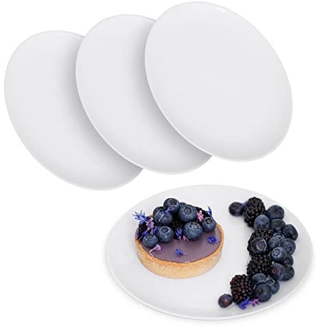 STACKABLES Lot de 20 assiettes rondes réutilisables en plastique rigide réutilisables pour mariages, fêtes et restauration Blanc 19 cm