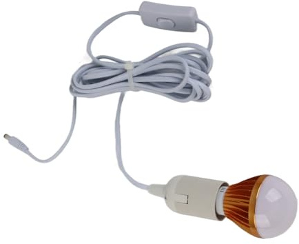 Solar-LED-Lampe E27, 5 W, superhelles weißes Licht, mit Kabel und manuellem Schalter für die Gartenbeleuchtung (12 V DC)