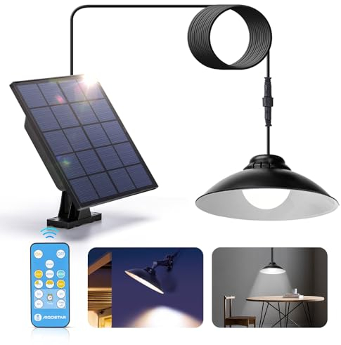 Aigostar Luz Solar Exterior 50W 500LM Aplique con mando a distancia IP65 Lámpara regulable: 6500K/3000K/4000K. Luces con cable de 3 m