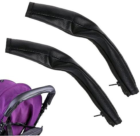 LIMITADA 2 Stück Kinderwagen Griff Leder Kinderwagen Griffbezug Universal Buggy Griffbezug Kinderwagen Griff Abdeckung Kinderwagen Griff PU Leder Kinderwagen mit Reißverschluss für staubdicht