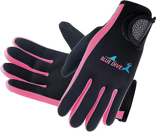 MIAOLLUN Guanti Muta in Neoprene Guanti da Nuoto Subacqueo 2Mm, per Donne Guanti da Snorkeling Elastici Caldi da Uomo Guanti da Snorkeling Regolabili,Rosa,S