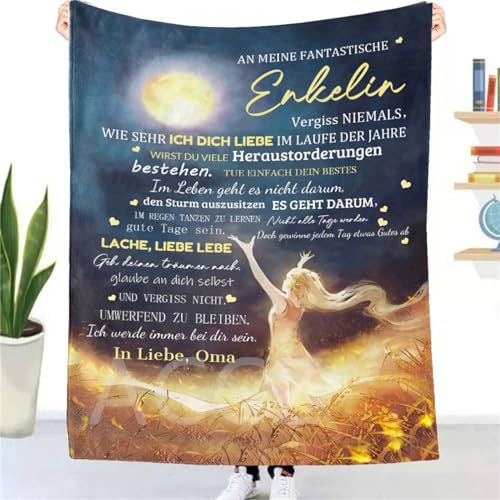 ACCZ Personalisierte Decke Geschenke für Enkelin von Oma, Kuscheldecke An Meine Enkelin von Oma, Super Weiche Decke Flanell Mikrofaser Quilts Sofa,Geburtstag,Weihnachten