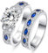 Yaresul 3.5ct Rundschliff Kubik Zirkonia Ring Ehering Set Erstellt Blauer Saphir Frauen Braut Ringe Sets 925 Sterling Silber Ring Rhodium plattiert Blau Verlobungsring Größe 61(19.4)