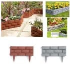 Plastic Brick Effect Lawn Garden Fence Kit 45(L) X 17.5(H) Cm No-Dig Decorative Landscape Edging Garden Border (16, Grey)