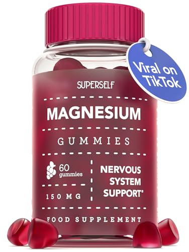 Magnesium Gummies for Adults & Kids - 150mg Magnesium Supplements for Sleep, Relaxation & Muscle Support - Natural Grape Flavour - No Artificial Colours - Vegan - 60 Gummies Easy to Chew