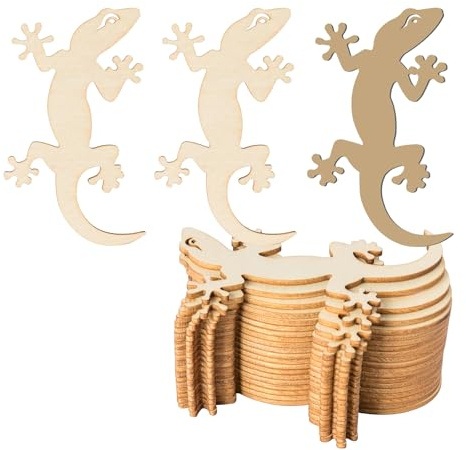 Zontween Unlackierte Gecko-Holzinsekten DIY Holzornamente – 20 Stück, Holzhandwerk, Halloween, Weihnachten, Hochzeit, Geburtstagsfeier, Erntedankfest Dekoration