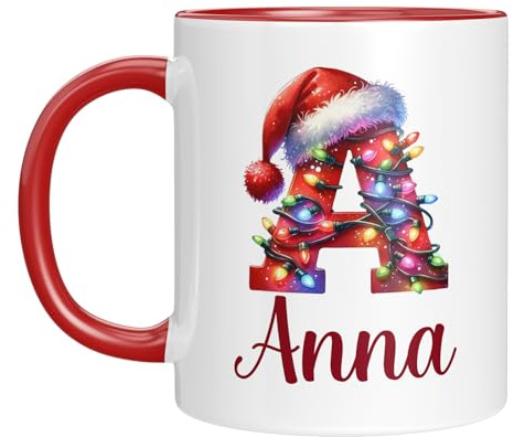 Tasse mit Namen personalisiert - Weihnachtstasse - Namenstasse - Weihnachten- Weihnachtliches Motiv mit Anfangsbuchstaben - Nikolausgeschenk