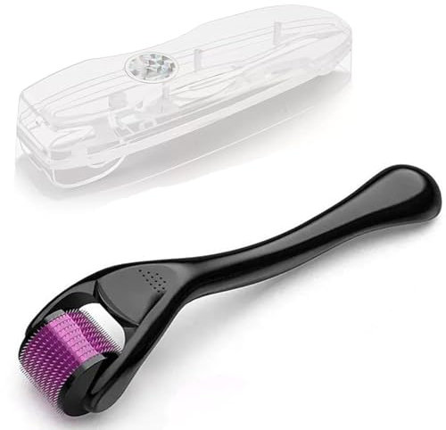JIEYUCHU Dermaroller 0.5mm, 660 Titanio Dermaroller Cabello, Rodillo Derma para Cara y Cuerpo, Derma Roller para el Crecimiento Antiedad de la Barba y el Cabello, Herramientas de Aseo, Púrpura