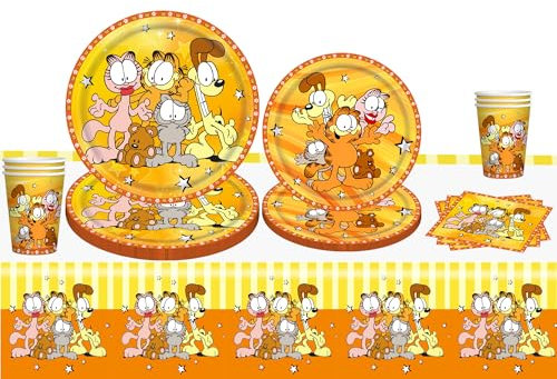 51PCS Cat Fat Vajilla De Fiesta, Cat Fat Cumpleaños Vajilla, Cat Fat Vajilla De Fiesta Incluye Platos,Servilletas, Mantel Vasos De Papel Cat Fat Theme Party Decoration