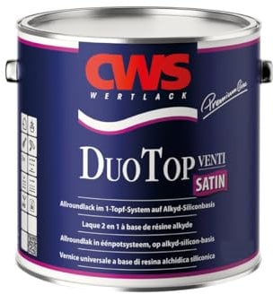CWS CD-Color Duo Top Lack satin weiss 0,375L, Seidenglänzender Allroundlack auf Alkyd-Silikon-Basis. Lösemittelbasiertes Ein-Topf-System zur Grund- und Decklackierung im Innen- und Außenbereich.