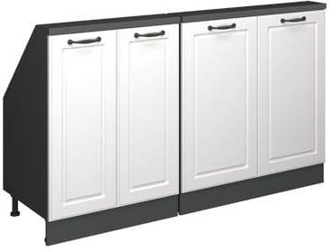Vicco Dachschrägenschrank-Set Rion, Weiß Landhaus/Anthrazit | B140 x T46 cm, 2er Set, platzsparend für Dachschrägen