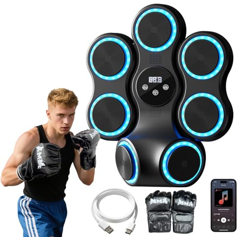Music Boxing Machine for Adults Kids,Interactive Punching Trainer with Boxing Gloves, Large Size Wall Mounted punching bag