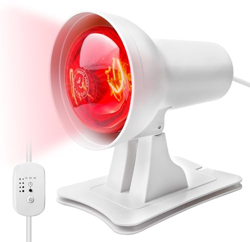 SUNOYA Rotlichtlampe Wärmelampe 150W, Infrarotlampe mit Timer & 4-Stufen Temperaturregelung, Infrarot Rotlichtlampe mit R95 Rotlicht für Muskelentspannung & Durchblutung