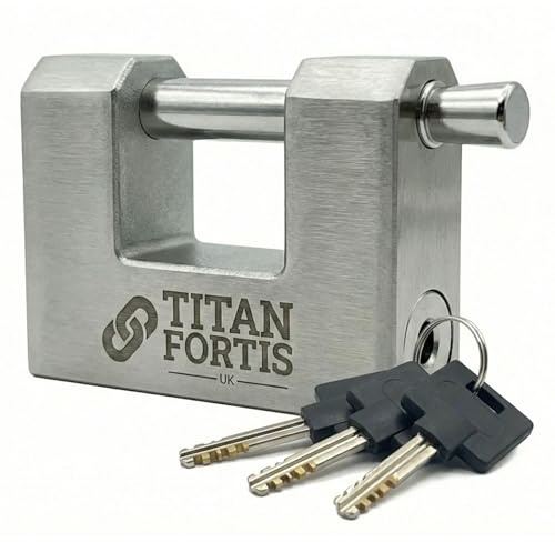 Titan Fortis Heavy Duty Outdoor Padlock with 3 Keys, 70mm - Stainless Steel Weatherproof Locks for Harsh Outdoor Conditions, Anti-Theft Padlocks, Ideal as Shed, Container, Garage & Gate Lock