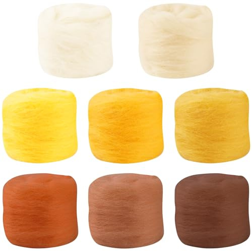 JYSNOW 8 Farben Filzwolle, Filzen Starterset, Nadel Filz Wolle Set, Filznadeln Schaumstoffmatte, für Anfänger, DIY Filz Tier Handwerk, Weihnachten Dekorationen Geschenk Heimdekoration (Stil 1)