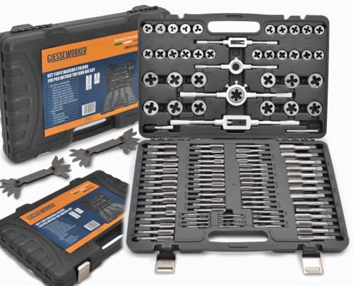 Set Filiera Per Filettature Maschi e Filiere M2-M18 Kit 110 Pz + 2 Contafiletti | Kit Completo 110 Pz, Filettatura M2-M18, 2 Contafiletti Inclusi, Maschi e Filiere, Uso Professionale