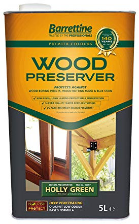 2 x 5L Wood Preserver Holly Green Barrettine PREMIER Wood Preserver stain treatment protection exterior