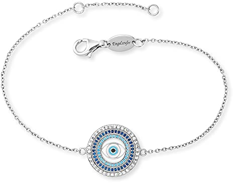 Engelsrufer Damen-Armband aus 925 Silber Nazar Auge mit Emaille und Zirkonia, Lucky Eye, ERB-EYE-ZIM